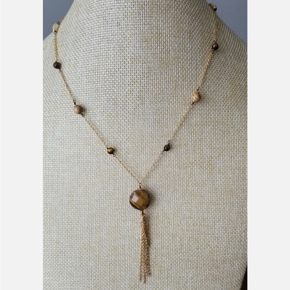 Lia Sophia Gold-Tone Necklace with Brown Faceted Bead & Tassel - Picture 2 of 9